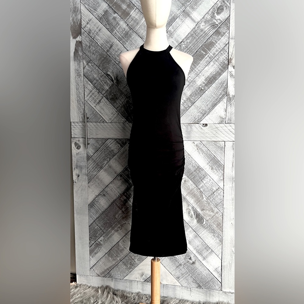 Michael Stars NWT Halter Midi Black dress soft cotton jersey stretch. - Picture 7 of 13